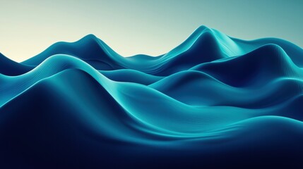 Abstract Waves of Fluid Shapes in Blue and Teal Tones