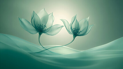Obraz premium Serene translucent flowers, fabric backdrop