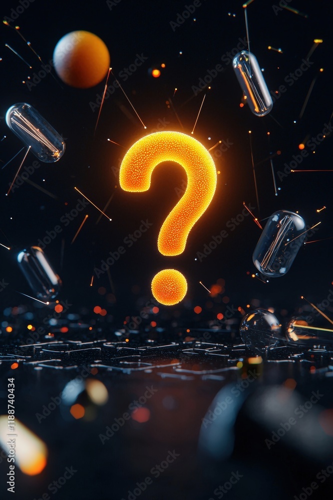 Poster a glowing icon of a question mark surrounded by helpful resources.