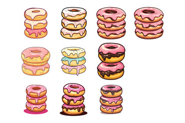 Delicious Donut Stack Illustration with Colorful Frosting