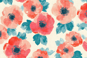 Watercolor floral pattern, textile design