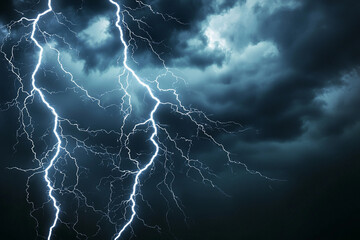 Fototapeta premium Lightning strikes earth beneath dark clouds