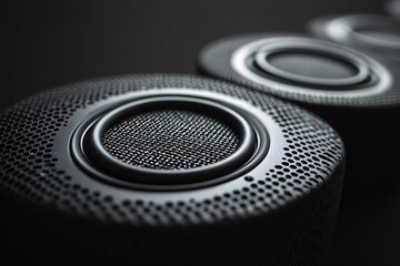 Sleek Black Speakers Modern Audio Technology Design