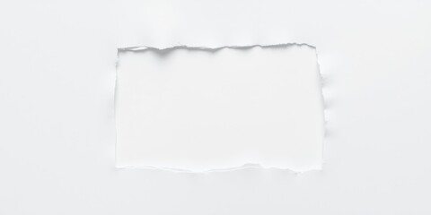 Fototapeta premium Rectangular hole in white paper with a torn edge, perfect for design projects and presentations