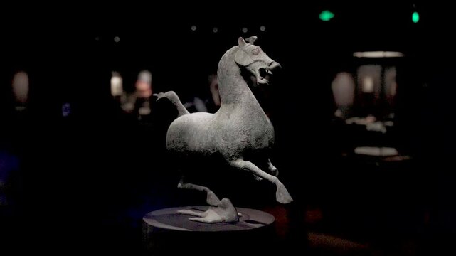 Cultural Relic Bronze Galloping Horse Treading on a Flying Swallow from Gansu Provincial Museum, China
