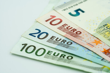 Obraz premium European currency euro. sequentially lined up close-up