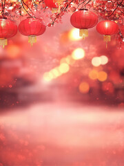 Chinese Lanterns Glowing in the Night, Elegant Chinese Lanterns in a Colorful Display, Chinese New Year 2025, 
