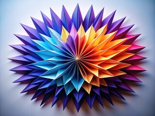 Abstract Folded Paper Art: Orange, Purple, Blue Gradient Design