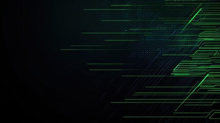 Fototapeta premium Abstract digital lines with green neon effect
