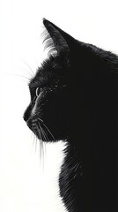 Mysterious Black Cat Profile Portrait