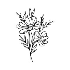 Minimalist Hand Drawn Floral Bouquet Illustration