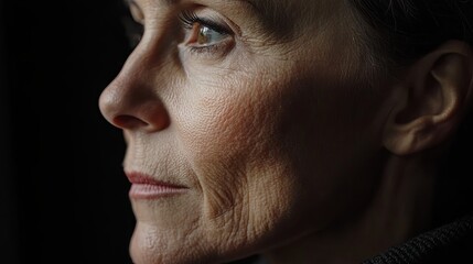 Fototapeta premium Close-up Portrait of a Thoughtful Woman