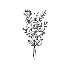 Obraz premium Minimalist Hand Drawn Floral Bouquet Illustration
