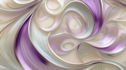 **An abstract arrangement of swirling patterns resembling calm waves in brushed aluminum combined with glassy transparency effects