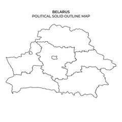 Detailed outline map of Belarus highlighting political divisions