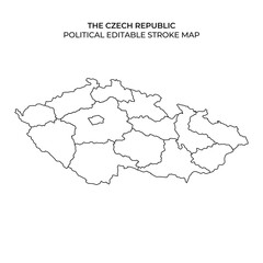 Czech Republic political map with regions and borders