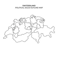 Outline map of Switzerland with political boundaries