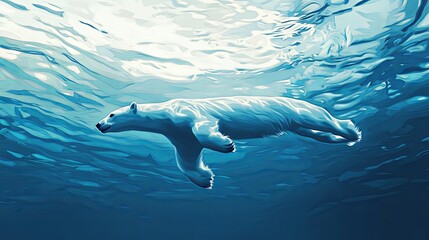 Naklejka premium Majestic Polar Bear Swimming Underwater