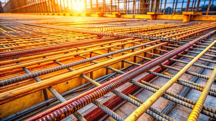 Close-Up Strip Foundation Construction: Tied Rebar & Formwork Ready for Pour