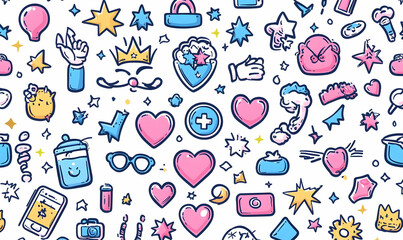 Cute doodle pattern; fun, colorful design