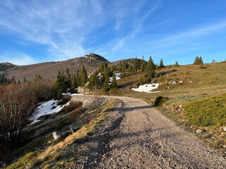 Early spring atmosphere and the last remnants of snow on the mountain road - Northern Velebit...