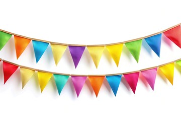 Fototapeta premium Colorful Carnival Garland Pennants, Festive Birthday Party Decorations, Bright Celebration Flags