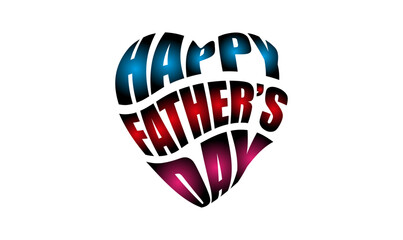 Happy Father's Day Text in Heart Shape with Warp Effect 