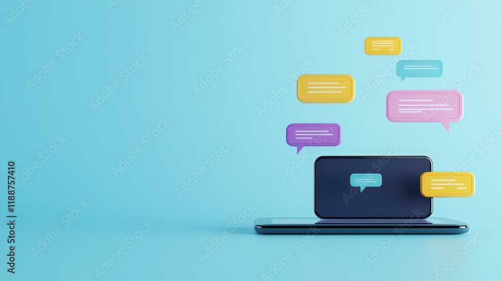Poster a live chat window with quick and helpful responses displayed on a tablet.