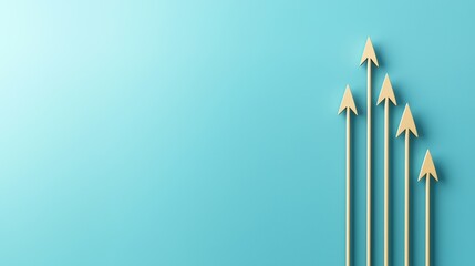 Golden arrows pointing upward on a blue background for growth and progress themes
