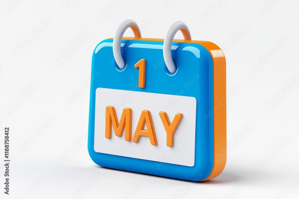 Poster this vibrant and colorful 3d desk calendar prominently showcases the date may 1st, making it an idea