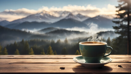 cup of coffee on the mountain