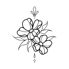 Minimalist Hand Drawn Floral Bouquet Illustration