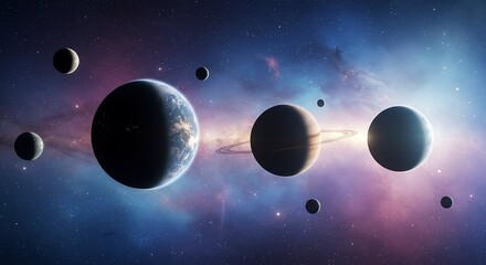 Cosmic Planets Nebula Stars Galaxy Space Exploration Background