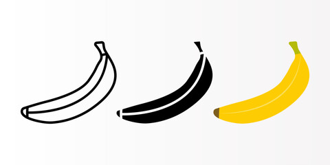 Banana icon set. Tropical fruit sign. for mobile concept and web design. vector illustration on white background
