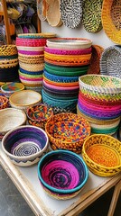 Stunning Colorful Woven Baskets - A Vibrant Collection