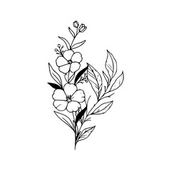 Minimalist Hand Drawn Floral Bouquet Illustration
