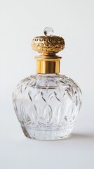 Exquisite Crystal Perfume Bottle with Gold Accents