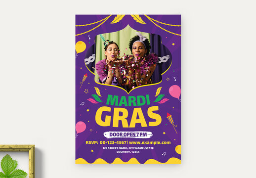 Mardi Grass Party Flyer Layout