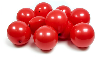 party balloons red birthday decoration glossy ,  red balloons isolated on white background , Balloons red colorful birthday party decoration , Shiny balloons on white background