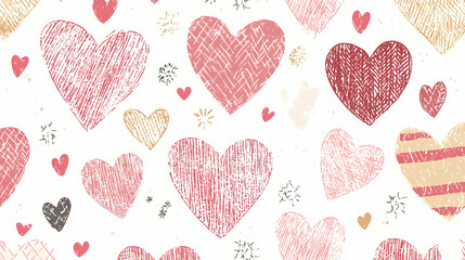 Hand-drawn hearts pattern, romantic background, Valentine's Day