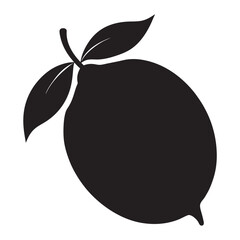 lemon fruit black icon silhouette and vector