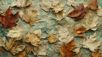 "Autumn-Inspired Abstract Wallpaper with Organic Textures and Floral Details"