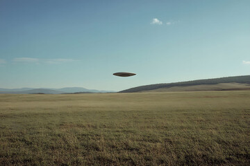 Unidentified Flying Object Over Serene Landscape