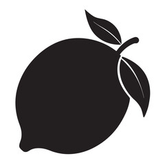 lemon fruit black icon silhouette and vector