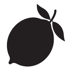 lemon fruit black icon silhouette and vector