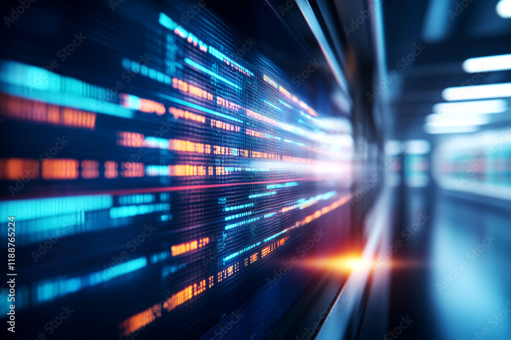 Poster innovative technology visualization modern data center digital artwork futuristic environment abstra