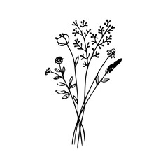 Minimalist Hand Drawn Floral Bouquet Illustration