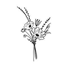 Minimalist Hand Drawn Floral Bouquet Illustration