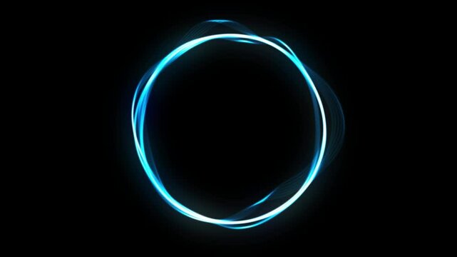Neon soundwave or spectrum in glowing circle with colorfull and black background