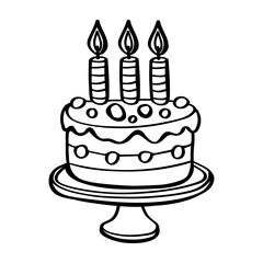 Hand drawn cake. Happy birthday doodle vector illustration